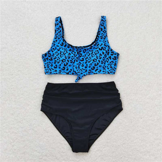 7.4 RTS NO MOQ Adult Women Summer Sets S0290 Green Leopard Top Bottom Swimsuits Sets