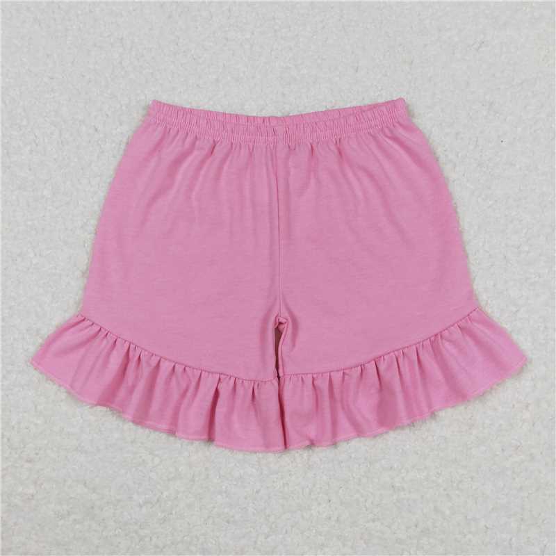 6.20 RTS NO MOQ Baby Girls Summer Pants SS0271 Pink One Ruffle Summer Shorts