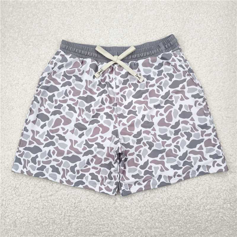 7.4 RTS NO MOQ Adult Man Summer Pants S0403 Grey Camo Bottom Trunk Drawstrings Shorts Swimwear