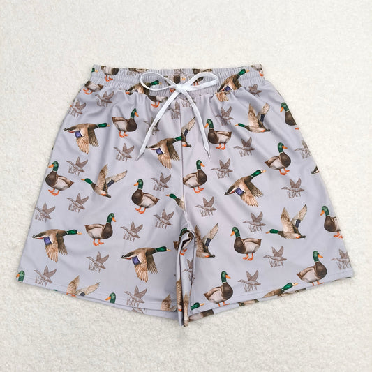 7.4 RTS NO MOQ Adult Man Summer Pants S0429 Grey Ducks Bottom Trunk Drawstrings Shorts Swimwear