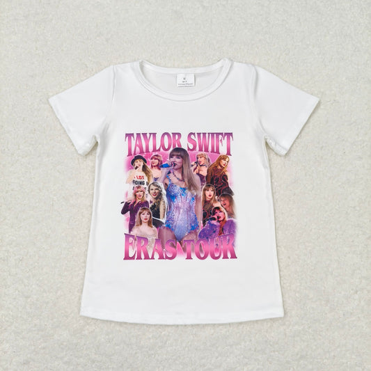 RTS NO MOQ Summer Baby Girls Short Sleeve GT0506 White Singer Eras Short Sleeve Tee Shirts Tops