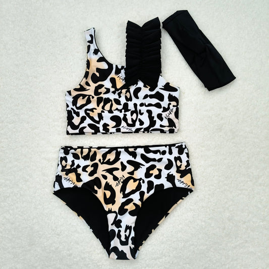 S0223 Baby Infant Girls Leopard Print 3pcs Swimsuits