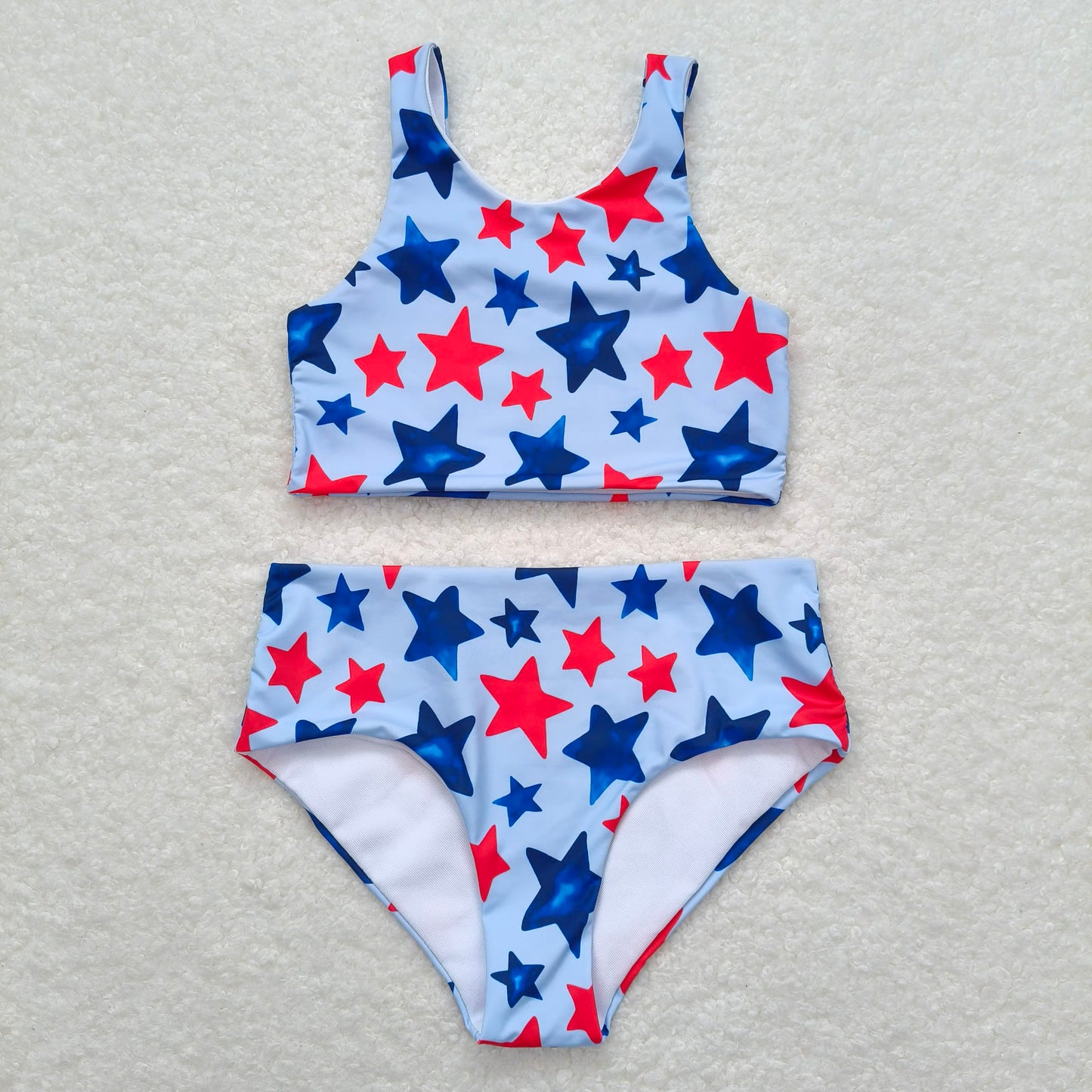 S0228 Baby Infant Girls Stars 4th Of July 2pcs Swimsuits