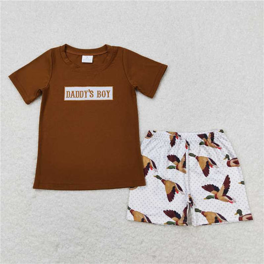 RTS NO MOQ Baby Boys kids Summer Sets BSSO0719 Daddy's Boy Short Sleeve Shirt Ducks Shorts Clothes Sets