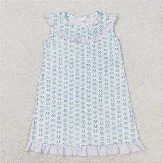 7.31 RTS NO MOQ Summer Baby Girls Dresses GSD1078 Sleeveless Crabs Knee Length Dresses