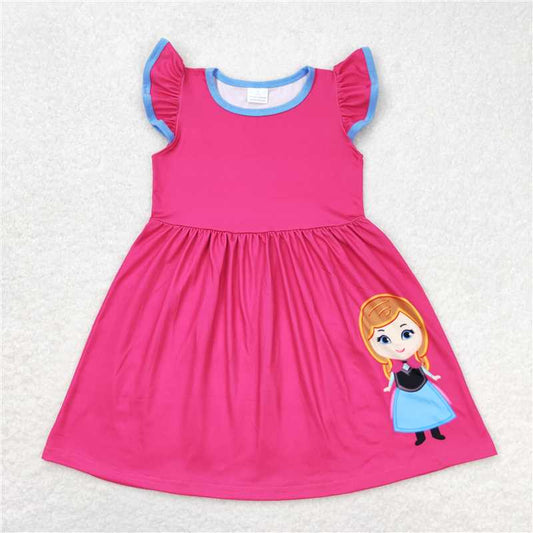 7.31 RTS NO MOQ Summer Baby Girls Dresses GSD1149 Pink Princess Flutter Sleeve Knee Length Dresses