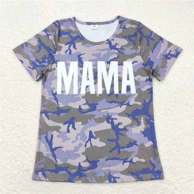 RTS NO MOQ Adult Women Summer Tops GT0510 Camo Mama Short Sleeve Tee Shirts