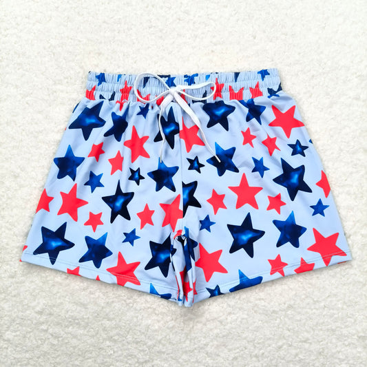 RTS NO MOQ Baby Boys Summer pants S0231 Blue Stars 4th Of July Trunks Swimsuits