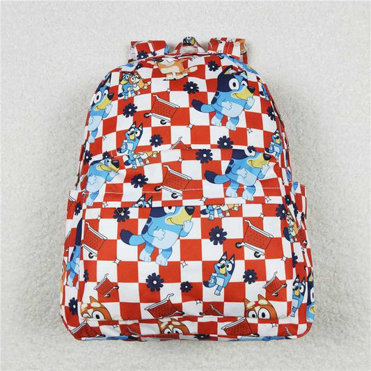 RTS NO MOQ Baby Kids Backpacks BA0179 Dogs Red Checkered Backpack Back Bags