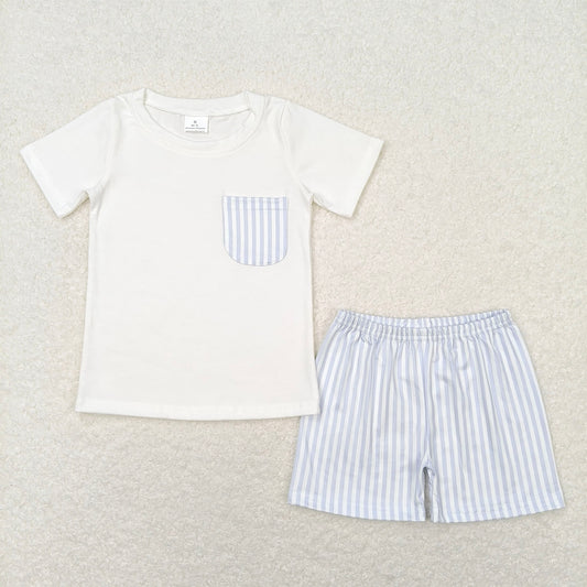 BSSO0764 Baby boy clothes blue stripes toddler boy summer outfits