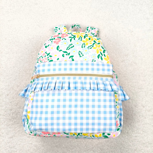 RTS NO MOQ Baby Kids Backpacks BA0097 Colorful Flowers Plaid Ruffle Cute Back Bags