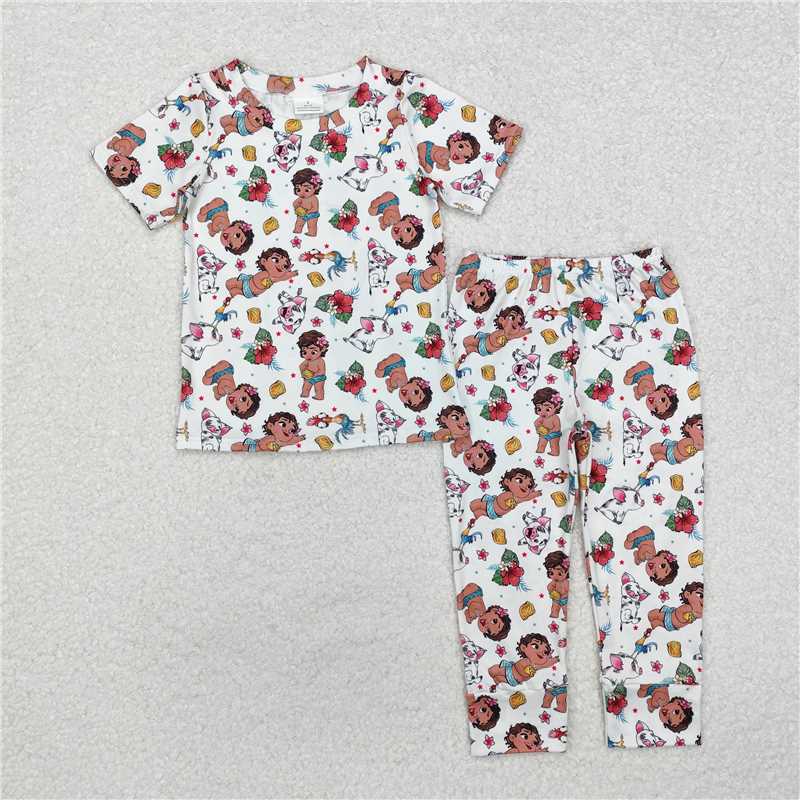 GSPO1750 Baby Girls Island Pig Princess Shirt Pants Pajamas Clothes Sets