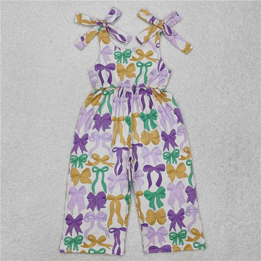 RTS NO MOQ Summer Baby Girls Bodysuit SR2522 Mardi Gras Cute Bows Straps Pants Jumpsuits