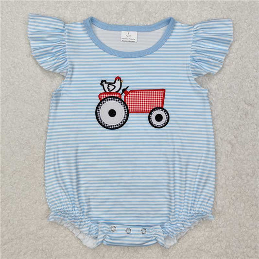 7.11 RTS NO MOQ Summer Baby Girls Bodysuit SR2407 Farm Chicken Flutter Sleeve Rompers