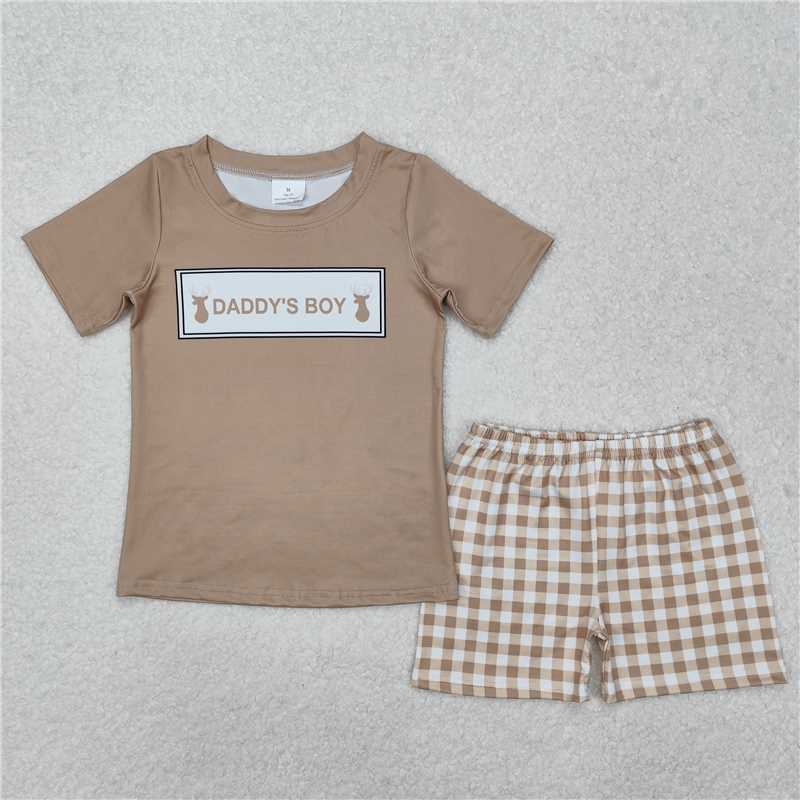 RTS NO MOQ Baby Boys kids Summer sets BSSO1130 Elk short sleeve shorts set