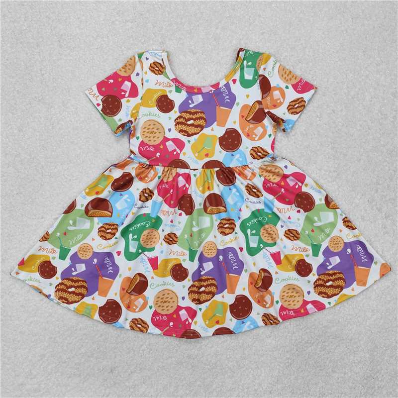 GSD1809 Baby Girls Cookie Short Sleeve Knee Length Dresses