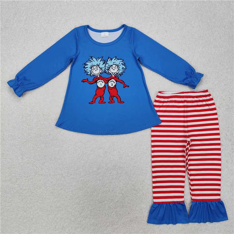 GLP2177 Baby Girls Dr Reading Thing Tunic Top Ruffle Pants Clothes Sets