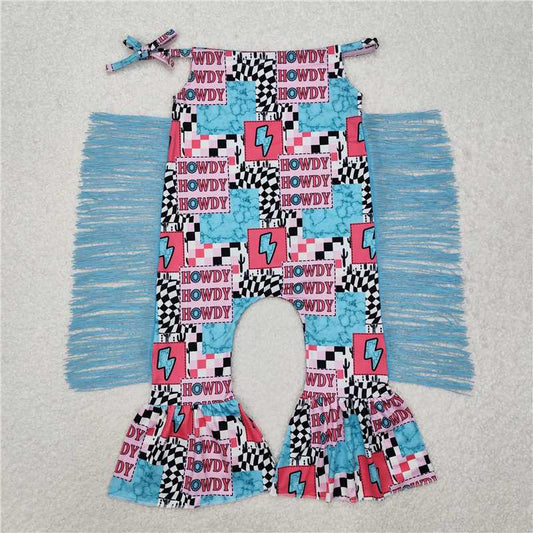 RTS NO MOQ Summer Baby Girls Bodysuit SR2090 Howdy Halter Fringe Jumpsuits