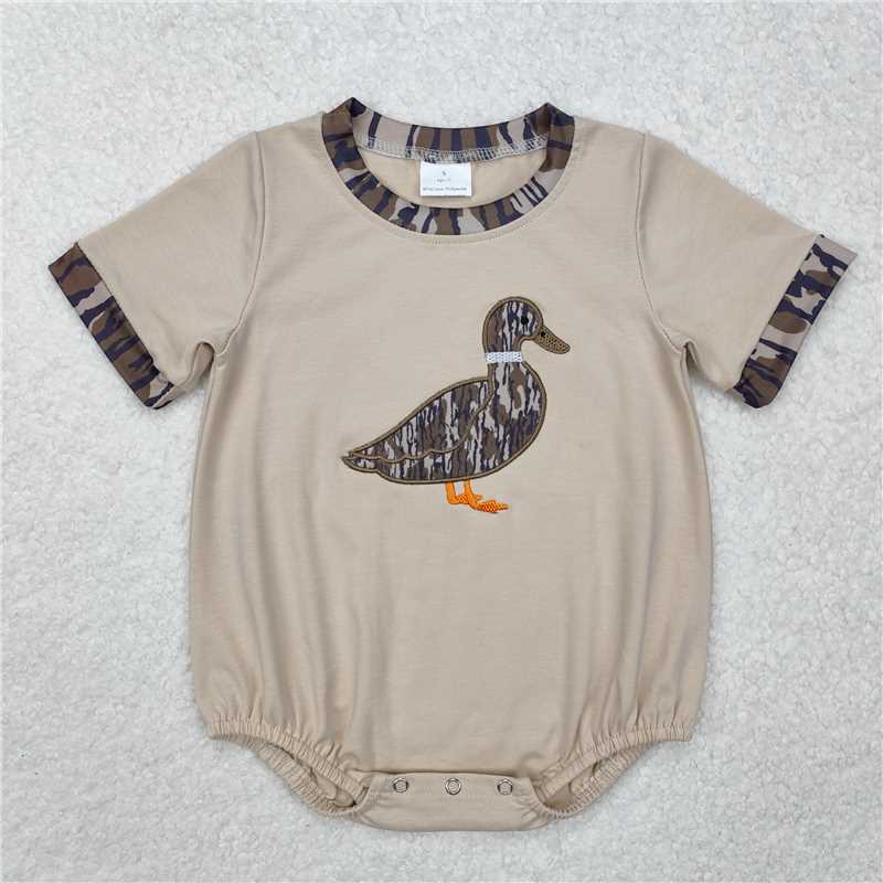 RTS NO MOQ Baby Boys Summer Bodysuit SR2392 Bottomland Camo Ducks Short Sleeve Rompers