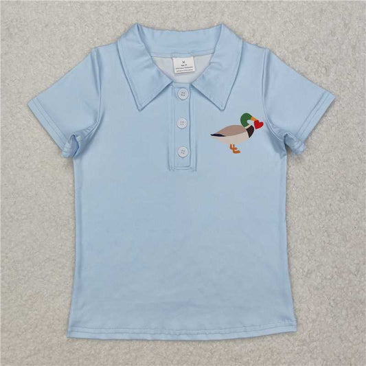 RTS NO MOQ Summer Baby Boys Shirt BT1106 Duck Heart Short Sleeve Pullovers Tops