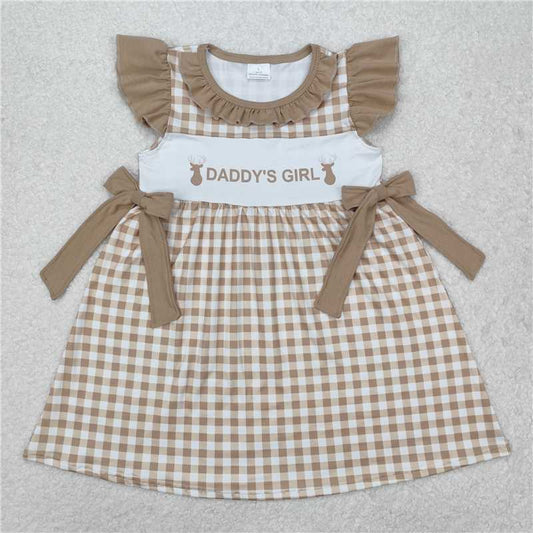 GSD1607 Baby Girls Daddy's Girl Deers Bows Knee Length Dresses