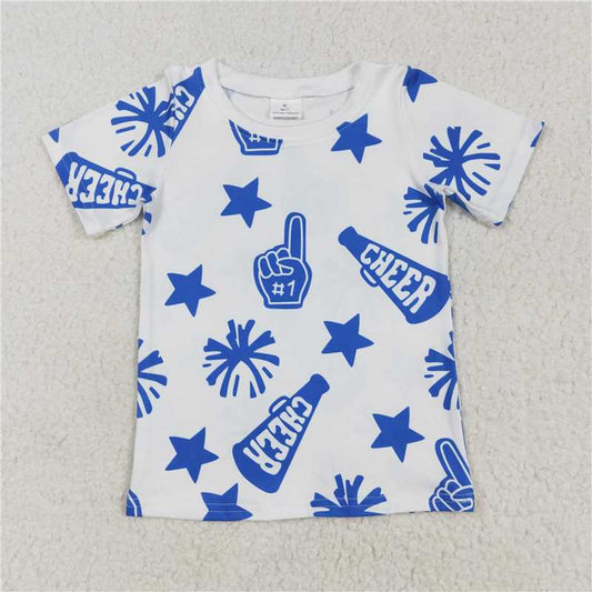 RTS NO MOQ Summer Baby Girls Short Sleeve GT0941 Cheer Blue Team Pullovers Tee Shirts Tops