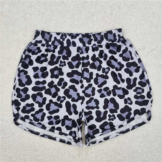 RTS NO MOQ Adult Women Summer Pants SS0385 Gray black Leopard Elastic Waist Shorts