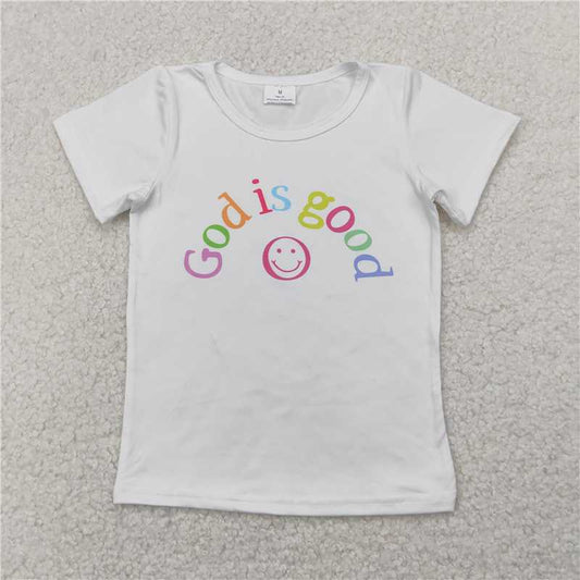 RTS NO MOQ Summer Baby Girls Short Sleeve GT0958 Short Sleeves GOD IS GOOD Shirts Tops