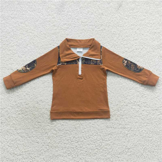7.10 RTS NO MOQ Baby Boys Long Sleeve BT0305 Hunting Camo Deer Long Sleeve Elbow Pullover Tee Shirt TopS