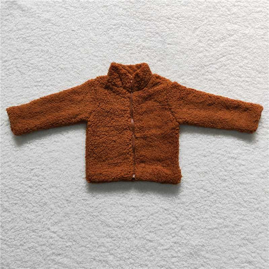 7.1 RTS NO MOQ Baby Boys Long Sleeve BT0296 Dark Brown Color Long Sleeve Zip Cardigans Jackets