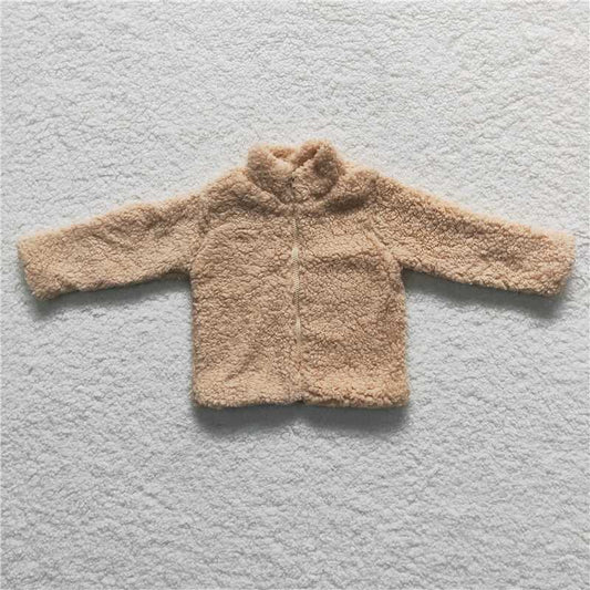 7.1 RTS NO MOQ Baby Boys Long Sleeve BT0295 Light Brown Color Long Sleeve Zip Cardigans Jackets