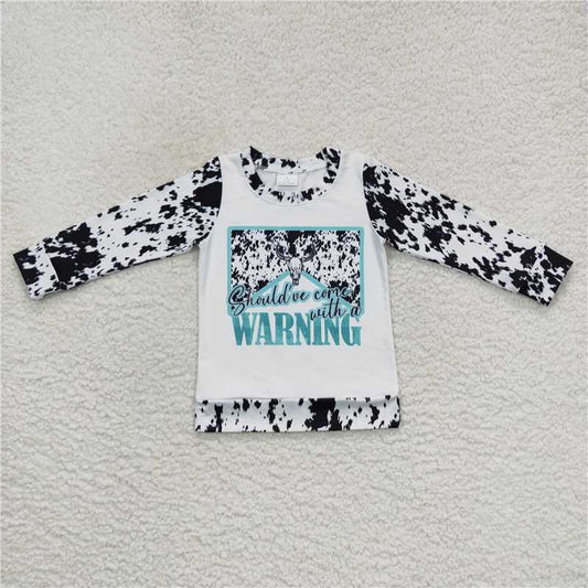 5.22 RTS NO MOQ Baby Girls Long Sleeve GT0294 Western Cow Print Long Sleeve Tee Shirt Tops