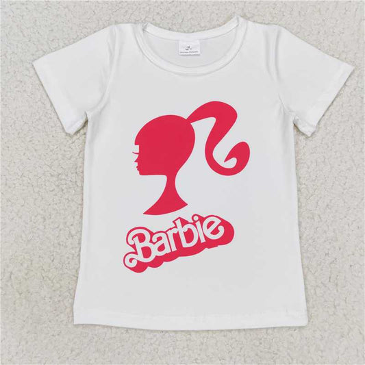 6.5 RTS NO MOQ Summer Baby Girls Short Sleeve GT0344 White Doll Short Sleeve Tee Shirt Tops