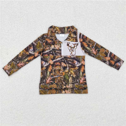 6.30 RTS NO MOQ Baby Boys Long Sleeve BT0331 Camo Hunting Deer Zip Pullover Jackets Tops