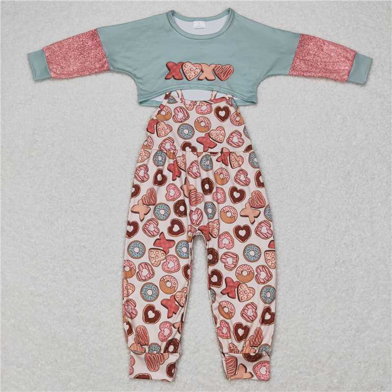 GLP0899 Kids Girls XOXO Valentine's Day Top Jumpsuit Outfit