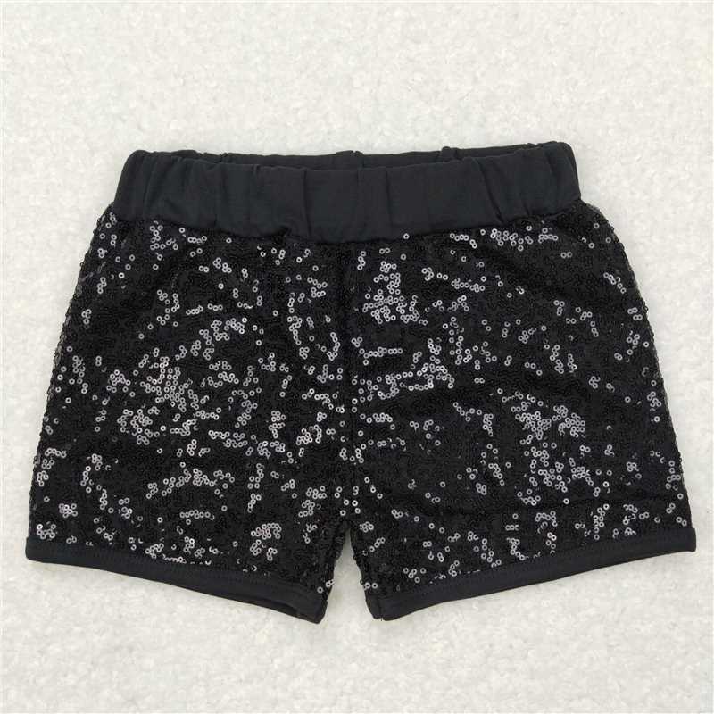 RTS NO MOQ Baby Boys Summer pants SS0121 Black Sequin Bottoms Shorts