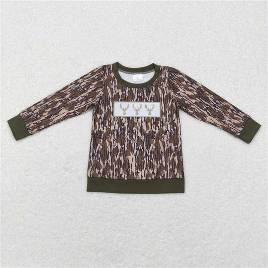 6.30 RTS NO MOQ Baby Boys Long Sleeve BT0377 Camo Deer Hunting Long Sleeve Shirts Tops