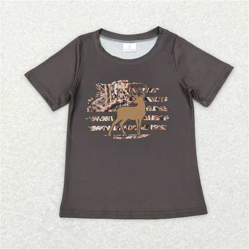7.17 RTS NO MOQ Summer Baby Boys Shirt BT0440 Camo Deer Short Sleeve Shirts Tops