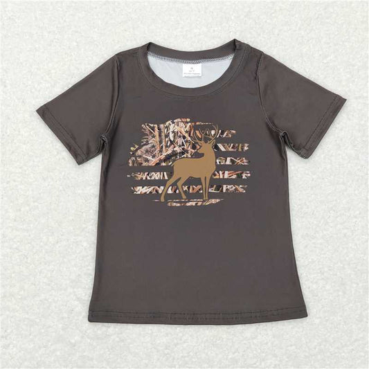 7.17 RTS NO MOQ Summer Baby Boys Shirt BT0440 Camo Deer Short Sleeve Shirts Tops