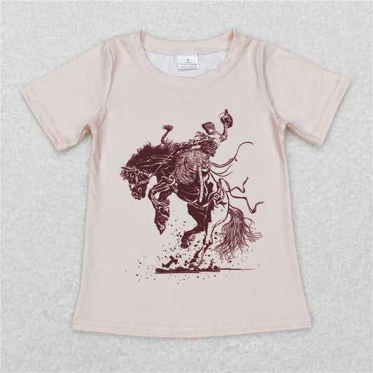 7.17 RTS NO MOQ Summer Baby Boys Shirt BT0434 Western Rodeo Horse Short Sleeve Shirts Tops