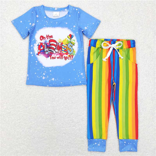 5.27 RTS NO MOQ Baby Boys Summer Sets BSPO0176 Dr Reading Shirt Stripes Pocket Pants Clothes Sets