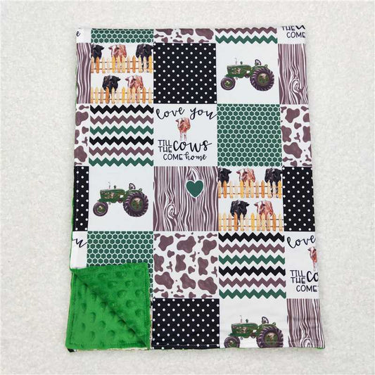 RTS NO MOQ Baby Kids Carpet BL0096 Love You Till The Cows Farm Tractors Blankets