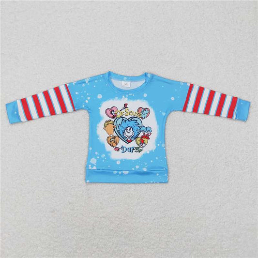 5.20 RTS NO MOQ Baby Boys Long Sleeve BT0412 Dr Reading Day Blue Long Sleeve Tee Shirts Tops