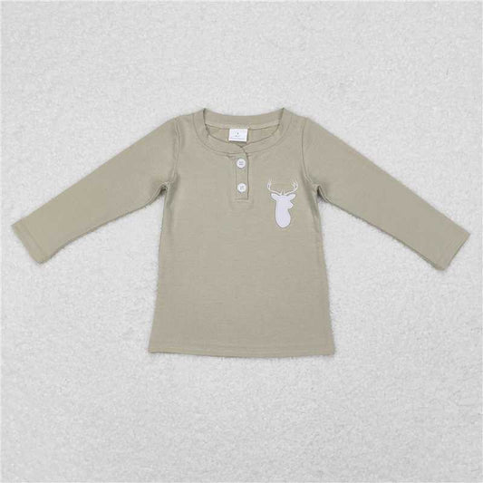 5.22 RTS NO MOQ Baby Girls Long Sleeve GT0352 Light Green Deer Long Sleeve Tee Shirts Tops