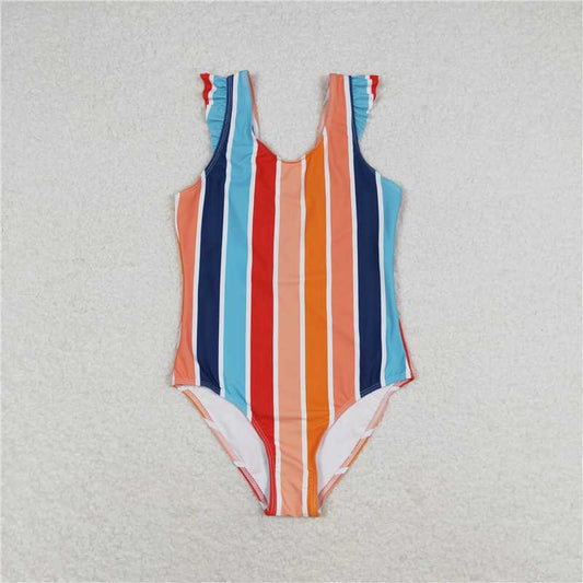 S0341 Baby Girls Summer Stripes Sleeveless One Piece Swimsuits