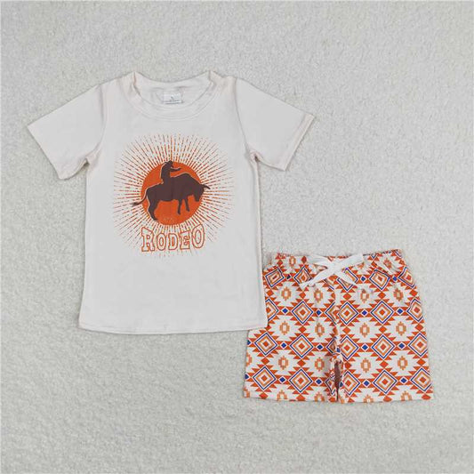 RTS NO MOQ Baby Boys kids Summer Sets BSSO0829 Lettering short-sleeved geometric shorts suit