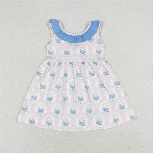 7.30 RTS NO MOQ Summer Baby Girls Dresses GSD0909 Pink Flowers Bunches Knee Length Dresses