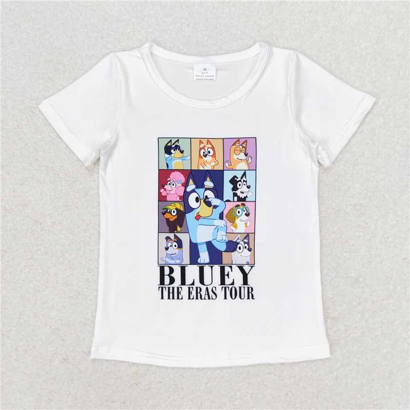 RTS NO MOQ Summer Baby Girls Short Sleeve GT0595 White Short Sleeves Dog Tee Shirts Tops