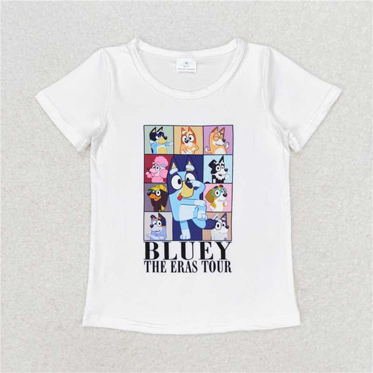 RTS NO MOQ Summer Baby Girls Short Sleeve GT0595 White Short Sleeves Dog Tee Shirts Tops