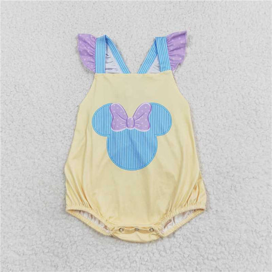 SR1560 Baby Girls Mouse Head Summer Ruffle Rompers